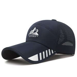 キャップメンズ 帽子 メッシュ 夏 涼しい UVカット99％紫外線対策 日焼け防止 熱中症対策 野球帽軽量 スポーツ-Bネイビー
