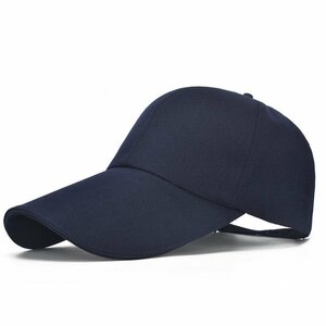 キャップ メンズ つば長 帽子 夏 野球帽 ロングバイザー UVカット 日よけキャップUVカット99％紫外線対策 日焼け防止-ネイビー