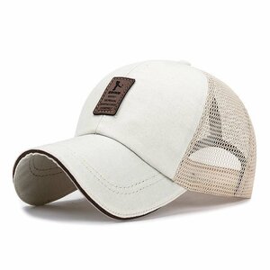 キャップ メンズ 帽子 メッシュ メンズ 無地 帽子 通気性 UVカット 紫外線対策 日よけ 野球帽 登山 釣り ゴルフ 運転-クリーム