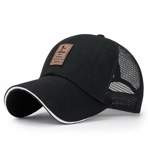 キャップ メンズ 帽子 メッシュ メンズ 無地 帽子 通気性 UVカット 紫外線対策 日よけ 野球帽 登山 釣り ゴルフ 運転-ブラック+ホワイト
