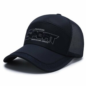 帽子 メンズ メッシュ キャップ スポーツ ランニング UVカット速乾 軽薄 つば長 紫外線対応 ランニング ジョギング 山登り-ネイビー