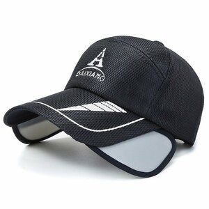キャップ メンズ 帽子 バイザー付き帽子 サンバイザー レディース 男女兼用 UVカット 夏 メッシュ スポーツ 釣り 紫外線-Aネイビー