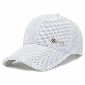 キャップ メンズ 帽子 メッシュ通気構造 UVカット帽子 通気性抜群 日焼け防止 紫外線対策 野球帽スポーツ帽子 UPF50+ 夏-A-ホワイト