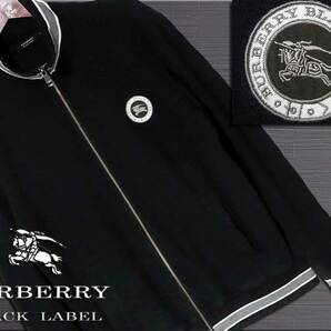 希少Lサイズ！胸元ナイト刺繍入ワッペン　ブラック　ZIPアップ　ジャケット▼バーバリーブラックレーベル BURBERRY BLACK LABEL