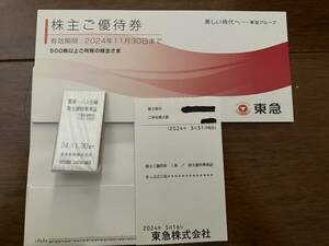 【東急株主優待】2024.11.30まで　優待券1冊、優待乗車切符5枚