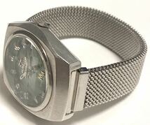 1円〜 N RADO ラドー マンハイム 702 カットガラス グリーンダイヤル メンズ 自動巻き デイト アンティーク 稼動品 腕時計 6227525_画像5