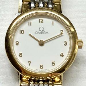 1円~ A OMEGA オメガ デビル ラウンド ホワイトアラビア レディース クォーツ アンティーク ジャンク 腕時計 A2020