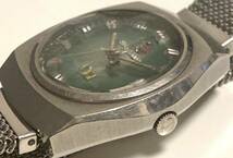 1円〜 N RADO ラドー マンハイム 702 カットガラス グリーンダイヤル メンズ 自動巻き デイト アンティーク 稼動品 腕時計 6227525_画像8