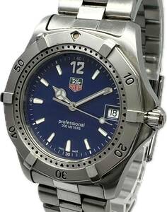 1 jpy ~ H international written guarantee attaching TAG Heuer professional200m WK1113-1 blue face men's QZ Date antique attached other clock 62263582