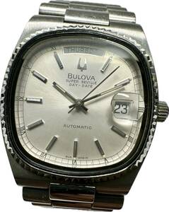 1円〜 Y BULOVA ブローバ スーパーセビル メンズ 自動巻き デイデイト シルバーダイヤル アンティーク 時計 52287591