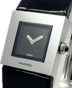 1 jpy ~ H international written guarantee attaching Chanel matelasse V.H.59754 lady's quartz black diamond ru antique attached box other clock 62268978