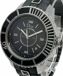 1 иен ~ H редкий Christian * Dior crystal CD11311F мужской кварц Date античный Vintage часы 62266174