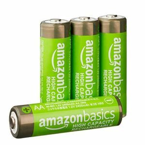 【新品】Amazonベーシック 充電池 充電式ニッケル水素電池 単3形4個セット 最小容量2400mAh 約500回使用可能