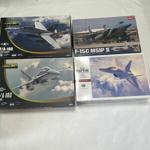 キネティック 1/48 F/A-18D ホーネット2点セットとアカデミー(12221)1/48 F-15C MSIPⅡ限定版、ハセガワ(PT45)F-22ラプター