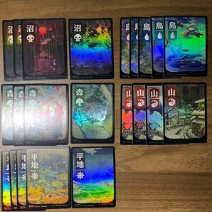  【神河：輝ける世界】浮世絵フルアート基本土地foilセット　mtg 