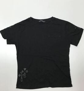  Chrome Hearts CHROME HEARTS T-shirt black short sleeves black Tee print leather Mark Cross cross motif simple 