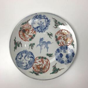 伊万里焼　色絵 中皿 染付 陶器 アンティーク 和食器 古物