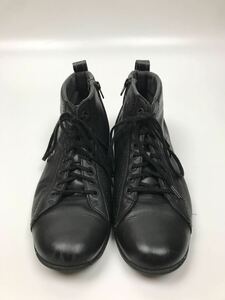 TOPSEVEN size43 シューズ レザー ブラック スニーカー 黒 革靴 レースアップシューズ ハイカット