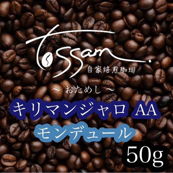 お試し 自家焙煎 珈琲豆 50g キリマンジャロ AA モンデュール 即日焙煎