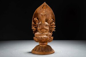 [. old .]. famous collection house purchase goods Showa era era tree carving 10 one surface . sound bodhisattva structure image Buddhism old fine art Buddhism culture antique goods old fine art 0310-1S