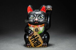 【善古堂】某有名オークション買入 昭和時代 陶瓷器 黒猫 千万両 金運 貯金箱 骨董品 古美術0425-29H015　