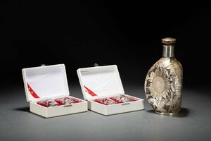 [. old .]. famous auction buying go in era thing original silver *SILVER950 stamp flower .. sake . four customer also box antique goods old fine art 0425-205S10