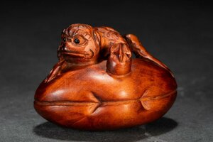 [. старый .]. знаменитый аукцион покупка входить Edo ~ Meiji дерево .. netsuke .. предмет антиквариат товар старый изобразительное искусство 0508-83S03