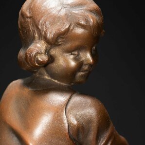 【善古堂】某有名オークション買入 時代物 ブロンズ 少女置物 西洋彫刻 骨董品 古美術0425-42H03 の画像4