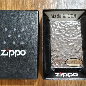 【美品】ZIPPO リューター　プラチナ両面加工 USA オイルライター　