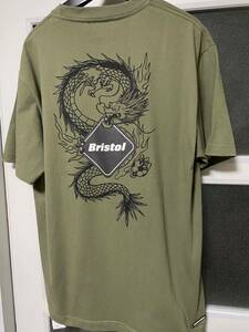 送料無料 M FCRB Bristol DRAGON BACK EMBLEM TEAM S/S TEE カーキ 24SS ドラゴン Tシャツ