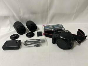 【AS 22853】1円～ キャノン Canon 一眼レフ デジカメ EOS KISS X7 レンズキット 18-55mm 55-250mm レンズ カメラ 中古 ジャンク 現状品