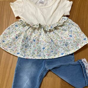 女の子 重ね着風 半袖Tシャツ チュニック トップス Tシャツ キッズ 子供服 半袖 カットソー