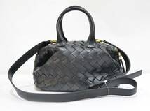 BOTTEGA VENETA ボッテガヴェネタ イントレチャート ミニ バウレット ショルダーバッグ ブラック Y-30076B_画像1