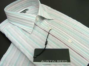 1.3万 新品 オースチンリード Austin Reed メンズ L シャツ 半袖 英国王室御用達 グレー ブルー ピンク ストライプ 送料無料