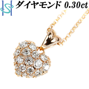 ゆきざき ダイヤモンド ネックレス 0.30ct K18PG ハート パヴェ ブランド Gem Castle 送料無料 美品 中古 SH108435