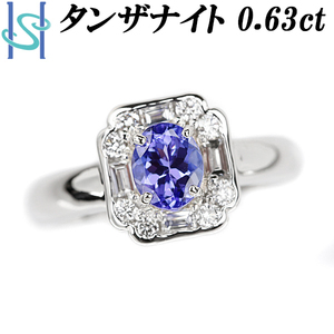 タンザナイト リング 0.63ct ダイヤモンド Pt900 バケットカット 変形カット ファンシーカット 送料無料 美品 中古 SH109712