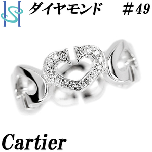 カルティエ ダイヤモンド Cハート リング K18WG #49 ブランド Cartier 送料無料 美品 中古 SH110437