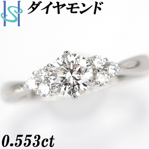 リニューアルセール【最大35%OFF】ダイヤモンド 0.553ct 0.15ct プラチナ Pt950 一粒石 6本爪 ダイアモンド 誕生石 4月 美品 SH90285