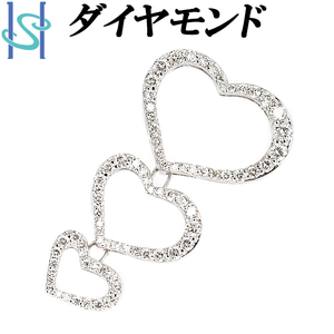 リニューアルセール【最大35%OFF】ダイヤモンド ペンダントトップ 0.52ct 0.31ct 0.17ct K18WG ハート 揺れる 誕生石 4月 美品 SH90854