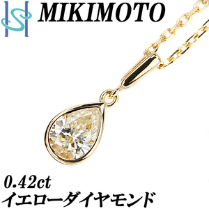  Mikimoto yellow diamond necklace K18YG one bead stone Drop tears . pair Shape cut brand free shipping beautiful goods used SH109598