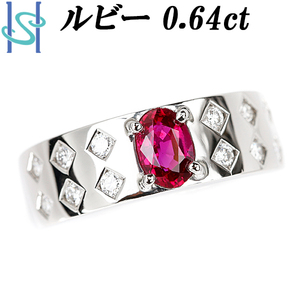 ルビー リング 0.64ct Pt900 プラチナ 幅広 太め メンズ ユニセックス 送料無料 美品 中古 SH90265