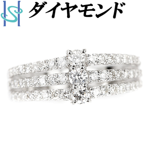 ダイヤモンド リング 0.78ct Pt900 プラチナ 3連風 透かし 誕生石 4月 送料無料 美品 中古 SH90266