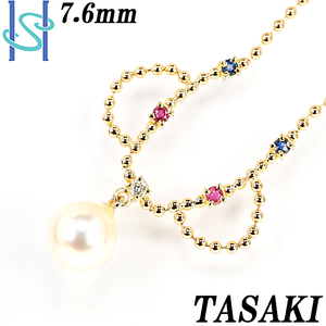 限界値下げ品【最大50%OFF】タサキ 田崎真珠 アコヤパール ネックレス 7.6mm K18イエローゴールド TASAKI 美品 中古 SH80695