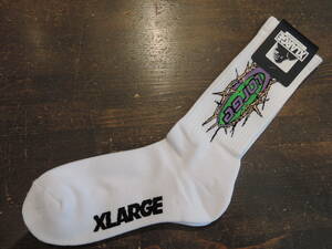 X-LARGE エクストララージ XLARGE BARBED WIRE LOGO SOCKS 白 ソックス 2024 最新人気品 送料\140~　