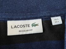 大きいサイズ5 LACOSTE ラコステ REGULAR FIT ロゴ刺繍 インディゴ染色 ボーダー 半袖 ポロシャツ 紺×黒 トップス 春夏 メンズ 日本製_画像8