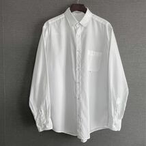 大きいサイズL 良品 PAPAS パパス ポケットロゴピスネーム ベーシック シンプル 長袖 シャツ 50 白 トップス アイビー ドレス メンズ_画像2
