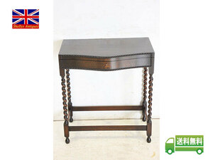 cl-2 1930 period England made antique oak Bally shuga- twist drawer attaching console table hole table Vintage furniture 