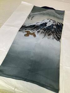  long kimono-like garment silk for man aperture stop one Fuji two hawk three .. blue grey ground kimono Japanese clothes Japanese clothes kimono ko-te remake dyeing change costume general merchandise shop high class 