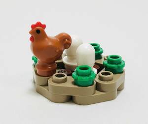 【新品未使用】レゴ　LEGO　ミニフィグ　にわとり　烏骨鶏　産卵　タマゴ