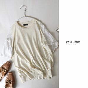 ポールスミス Paul Smith☆洗える シルク混 半袖ニットプルオーバー Mサイズ☆C-K2944の画像1